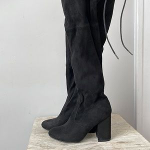 Thigh-high black boots - WORN ONCE. $30 or best offer